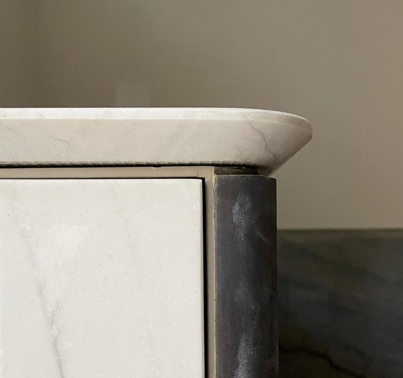 Close-up of a hand-shaped solid oak edge profile