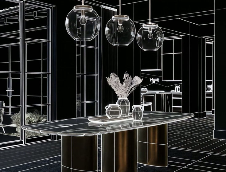 3D render of a custom furniture design
